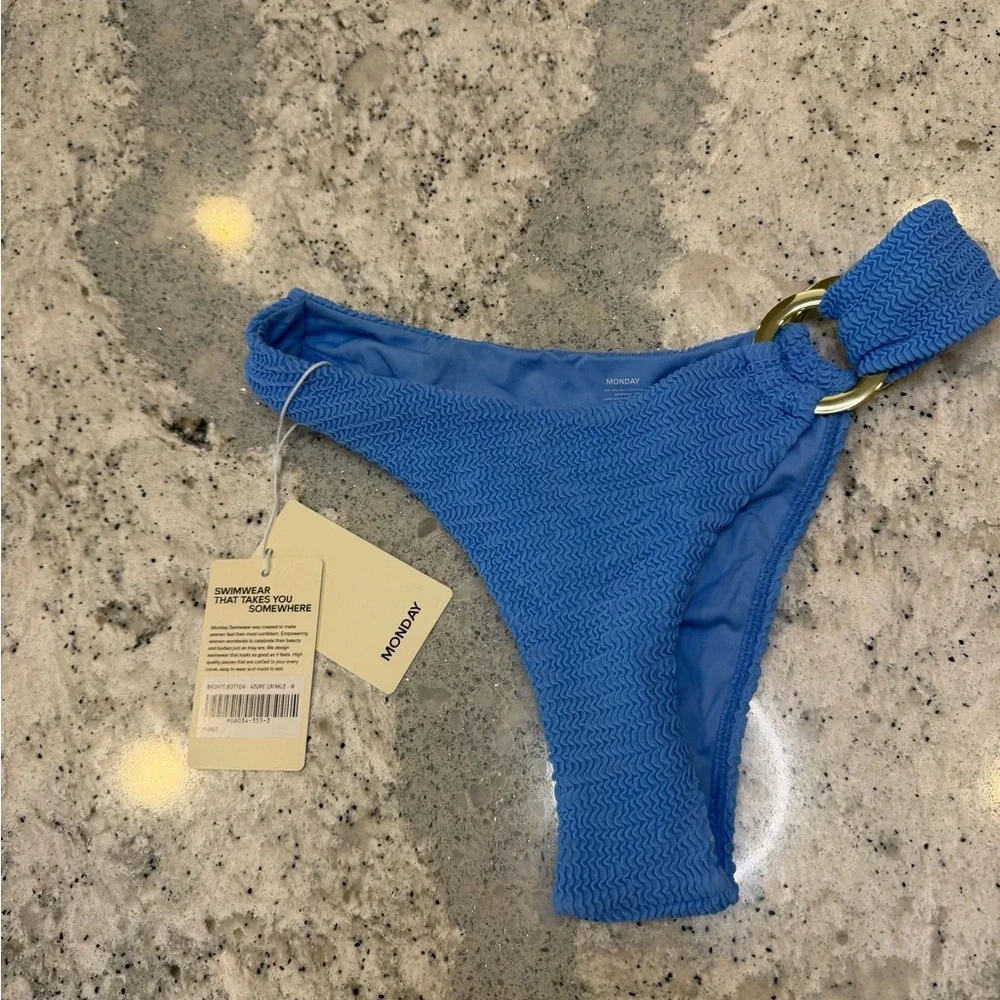 Monday Swimwear BRONTE BOTTOM - AZURE CRINKLE Size Medium